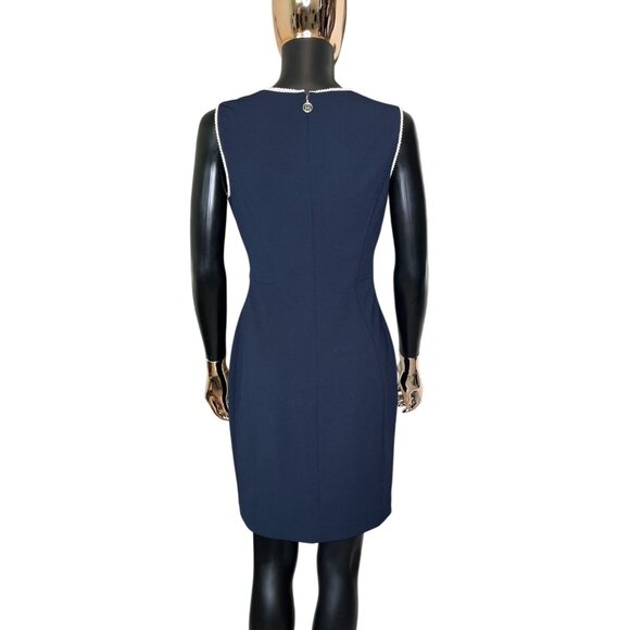 Tommy Hilfiger Navy Blue Sheath Dress White Trim Size 4 - Picture 5 of 13